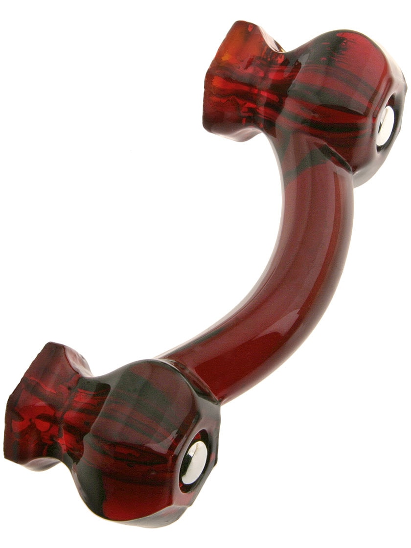 Hexagonal Glass Bridge Drawer Pull With Nickel Bolts House of Antique